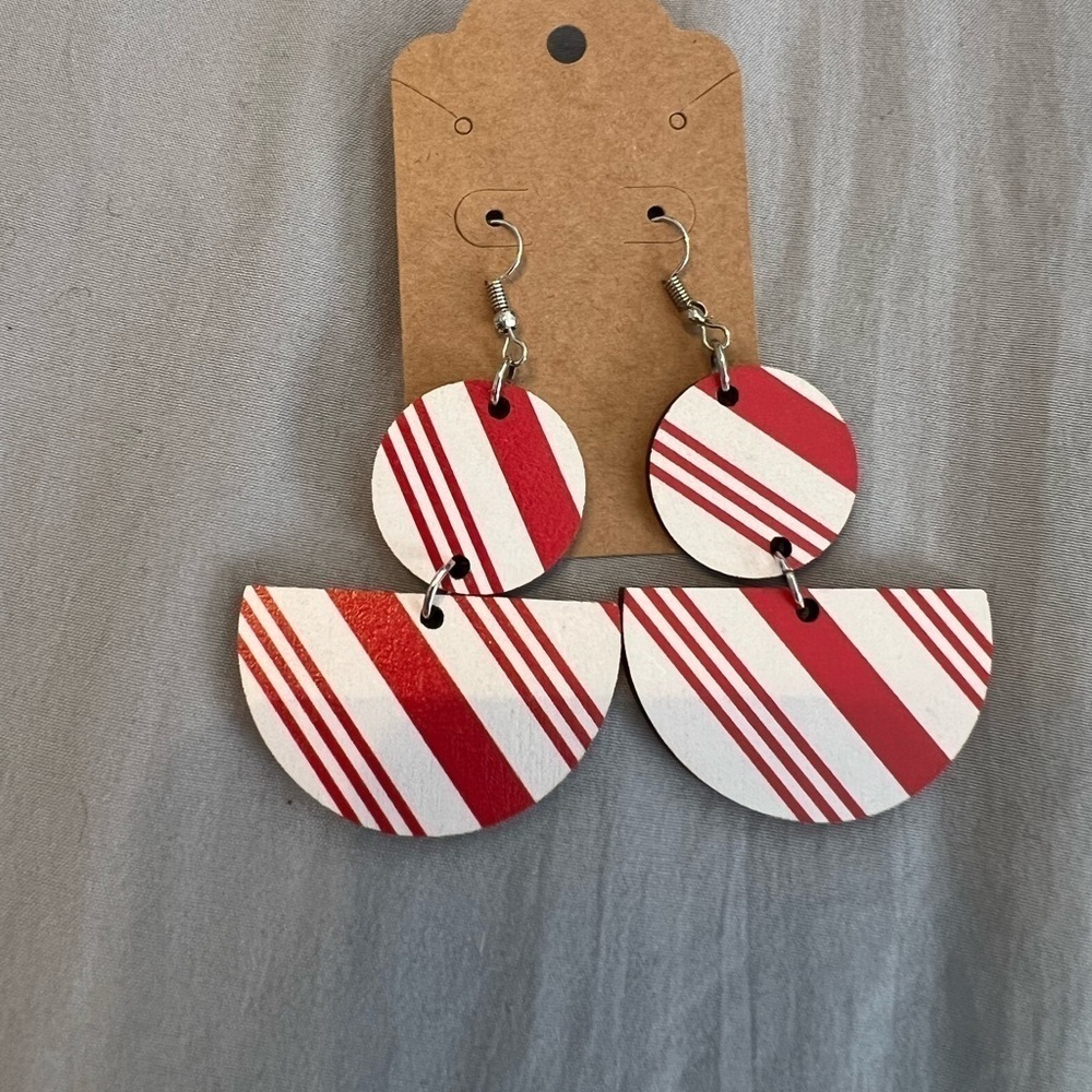 New Artisan Laser Cut Wood Christmas Earrings